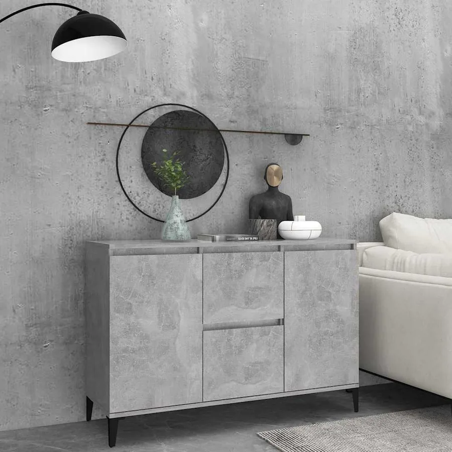 Buffet gris béton 102x35x70 cm bois d'ingénierie