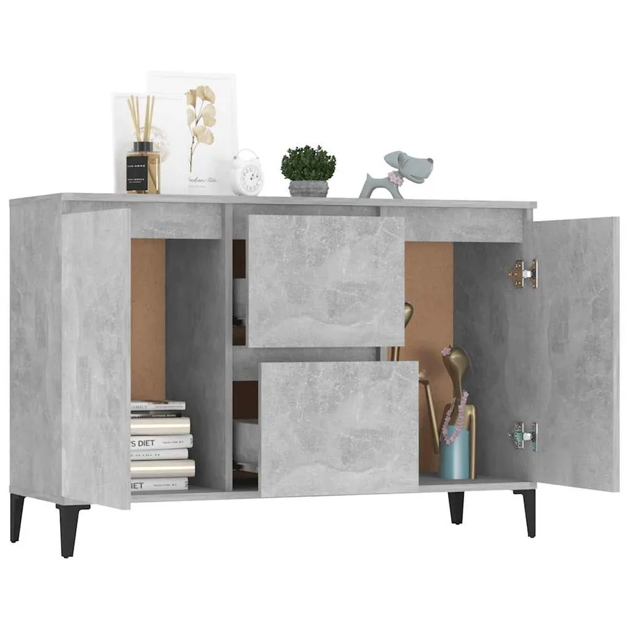 Buffet gris béton 102x35x70 cm bois d'ingénierie - 3