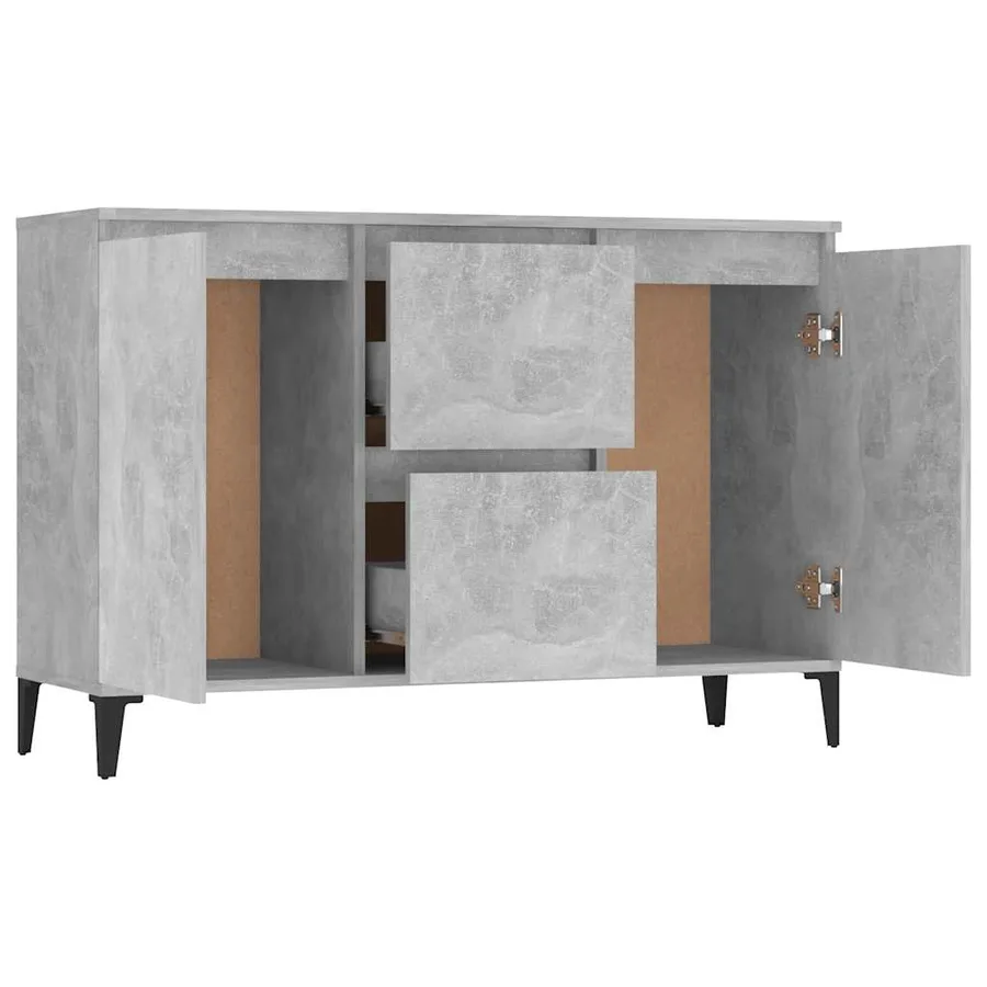 Buffet gris béton 102x35x70 cm bois d'ingénierie - 4