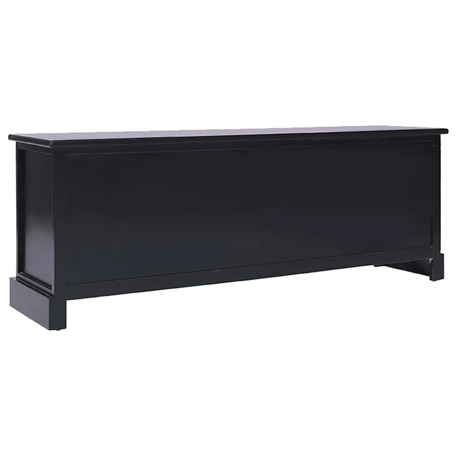 Meuble TV Noir 108x30x40 cm Bois de Paulownia solide - 3