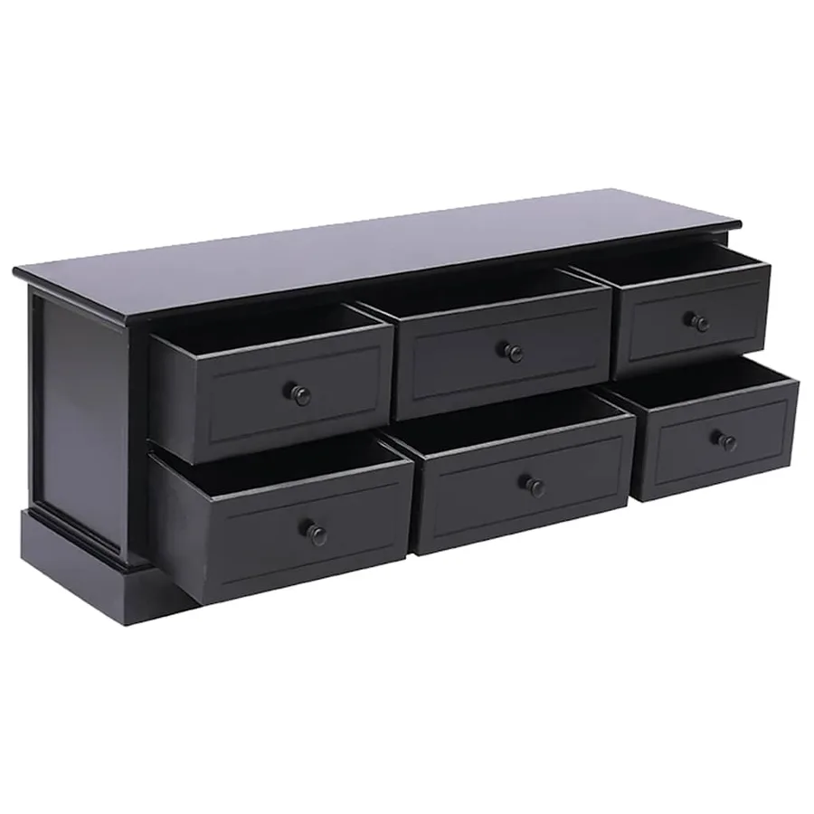 Meuble TV Noir 108x30x40 cm Bois de Paulownia solide - 5