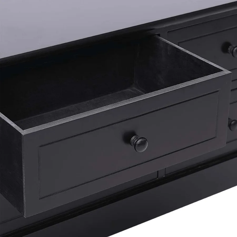 Meuble TV Noir 108x30x40 cm Bois de Paulownia solide - 6