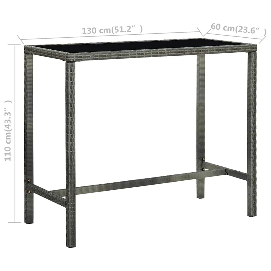 Ensemble de bar de jardin 7 pcs Résine tressée Gris - 11