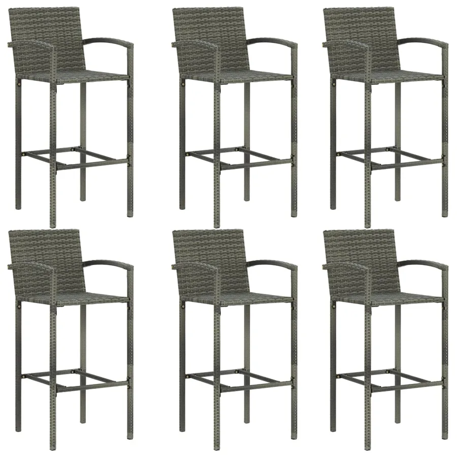 Ensemble de bar de jardin 7 pcs Résine tressée Gris - 6