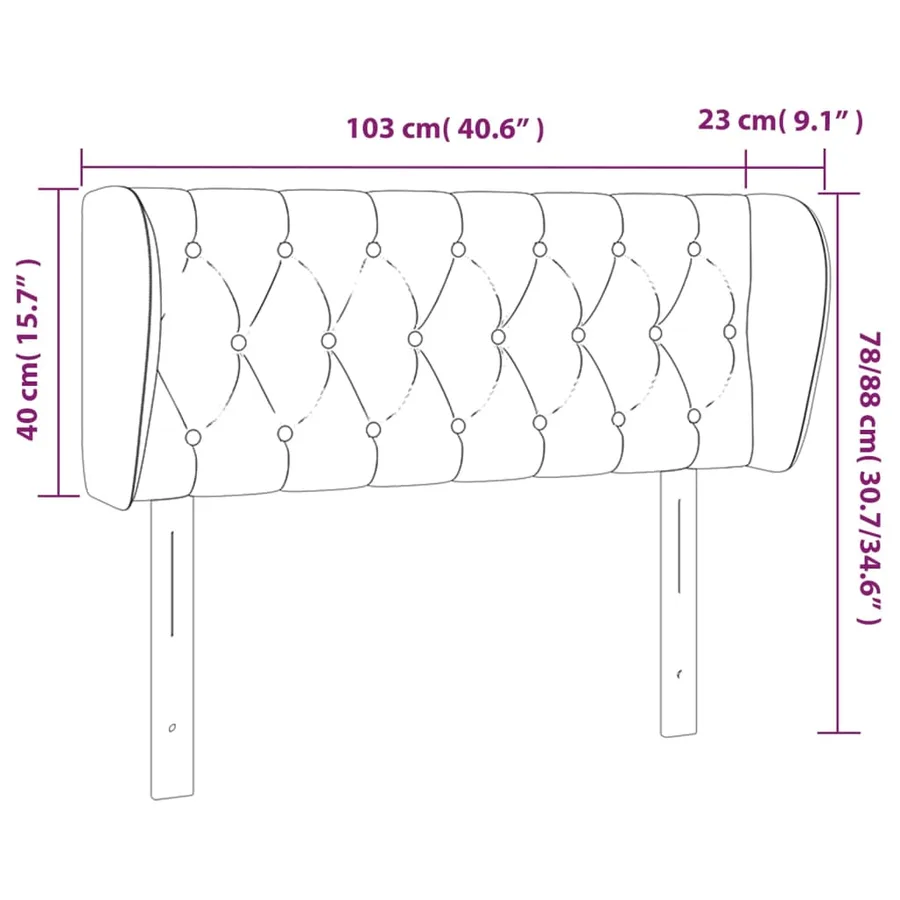 Tête de lit avec oreilles Noir 103x23x78/88 cm Velours - 9