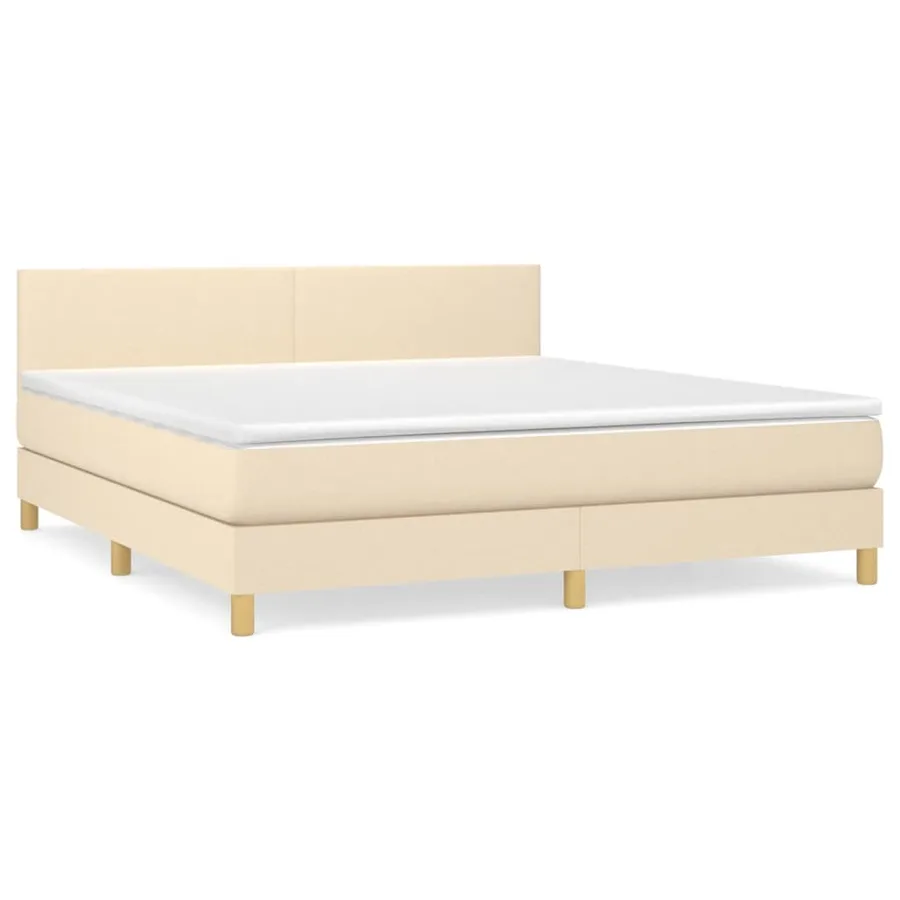 Sommier à lattes de lit avec matelas Crème 180x200 cm Tissu - 2