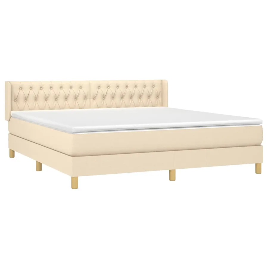 Sommier à lattes de lit avec matelas Crème 180x200 cm Tissu - 3