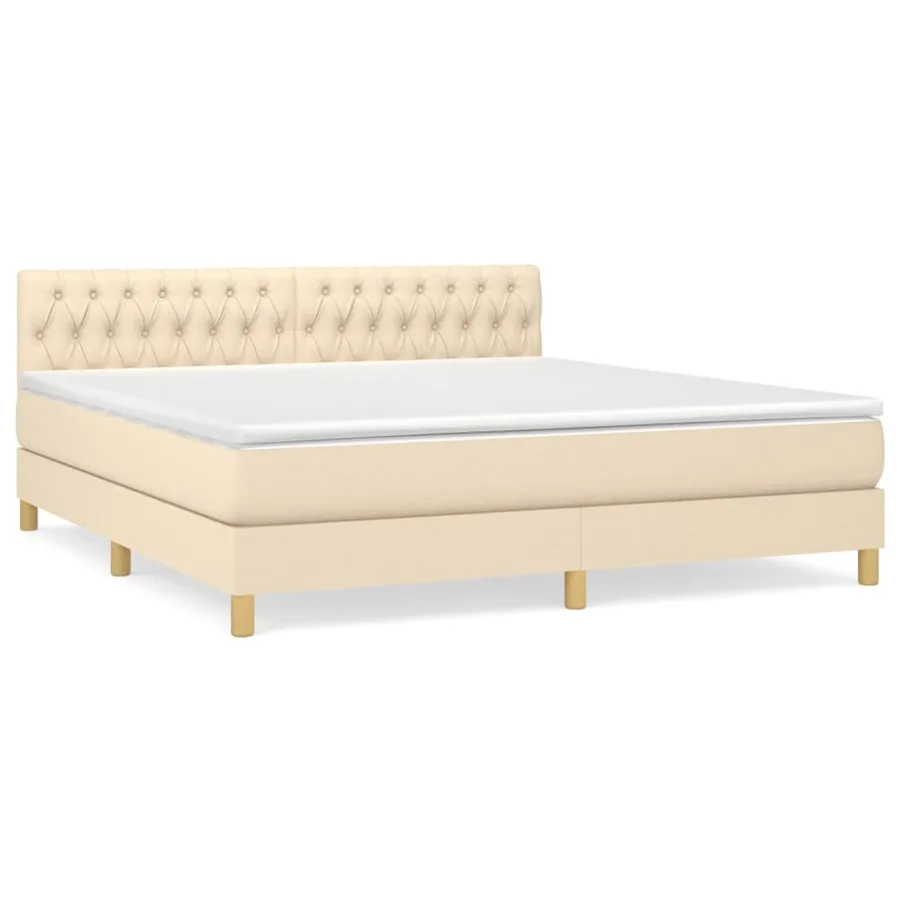 Sommier à lattes de lit avec matelas Crème 180x200 cm Tissu - 2