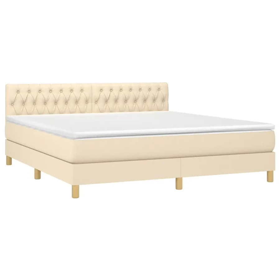 Sommier à lattes de lit avec matelas Crème 180x200 cm Tissu - 3