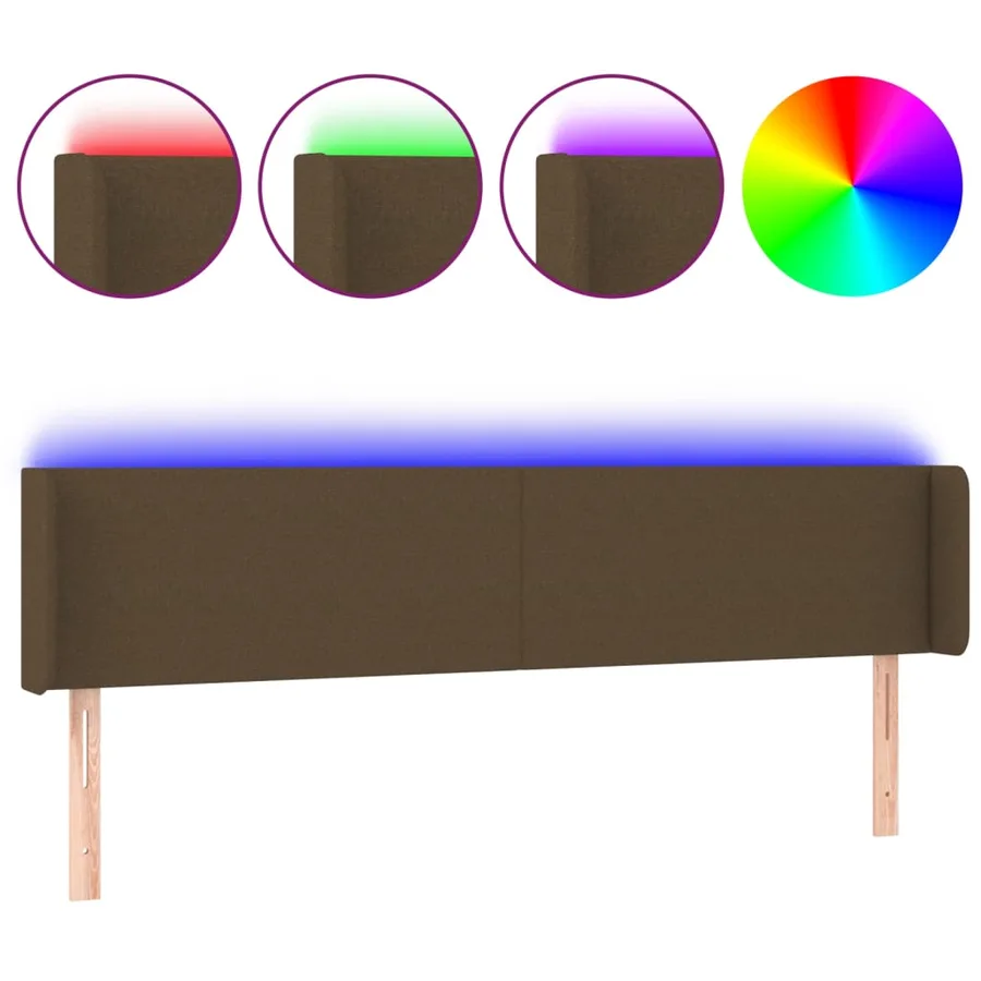 Tête de lit à LED Marron foncé 163x16x78/88 cm Tissu - 2