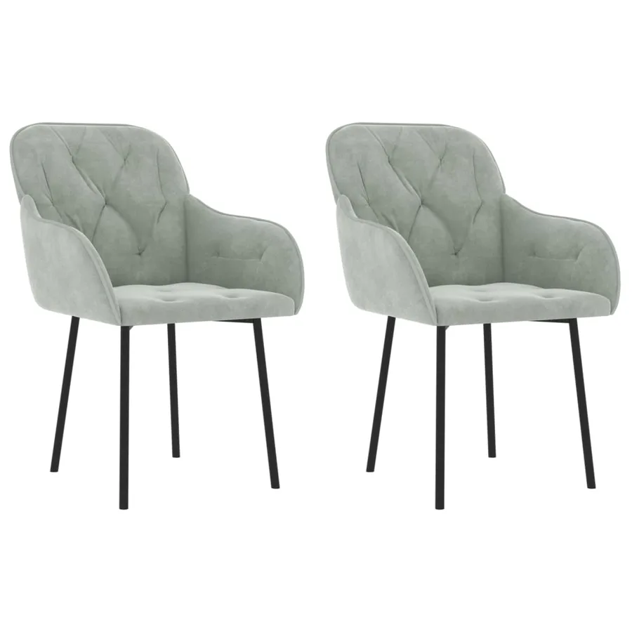 Chaises à manger lot de 2 Gris clair Velours - 2