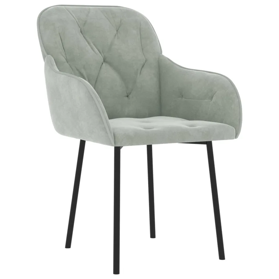 Chaises à manger lot de 2 Gris clair Velours - 3