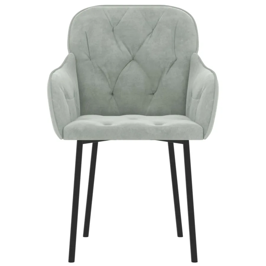 Chaises à manger lot de 2 Gris clair Velours - 4