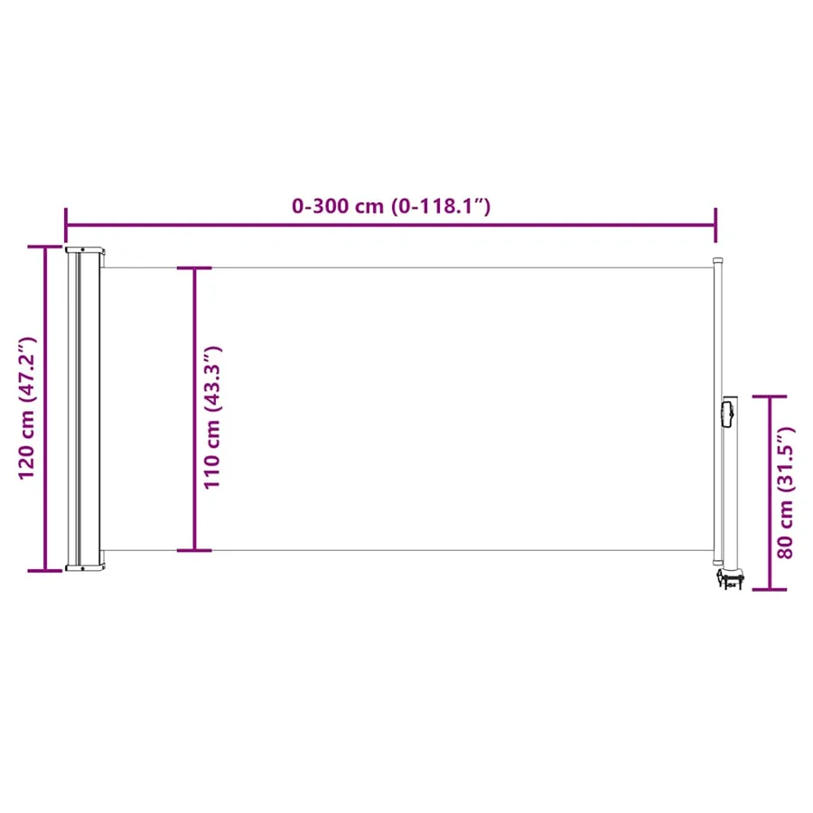 Auvent latéral rétractable de patio 120x300 cm Rouge - 12