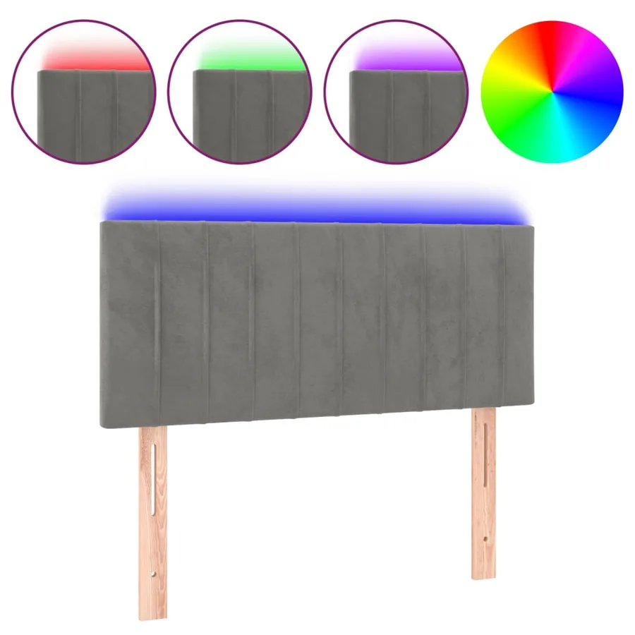 Tête de lit à LED Gris clair 80x5x78/88 cm Velours - 2