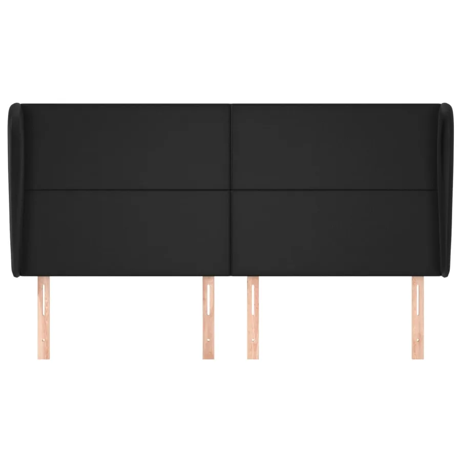 Tête de lit avec oreilles Noir 203x23x118/128 cm Similicuir - 3