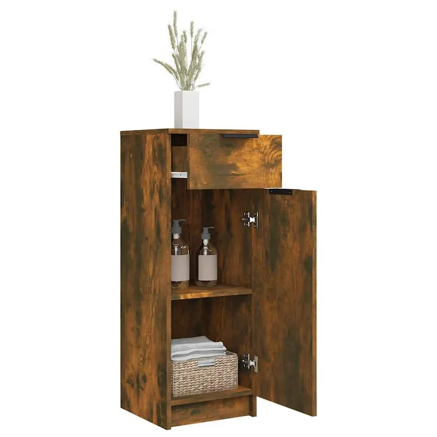 Armoire de bain Chêne fumé 32x34x90 cm Bois d'ingénierie - 5