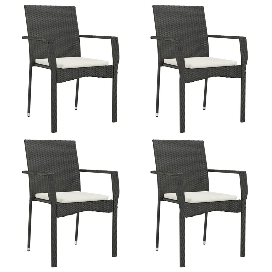 Ensemble à manger de jardin coussins 5pcs Noir Résine tressée - 4