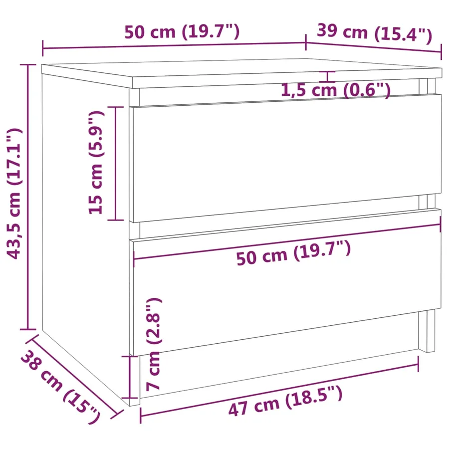 Tables de chevet 2pcs Chêne marron 50x39x43,5cm Bois ingénierie - 8