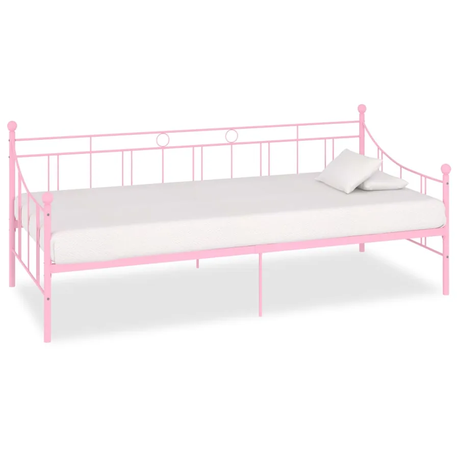 Cadre de lit de repos sans matelas rose métal 90x200 cm