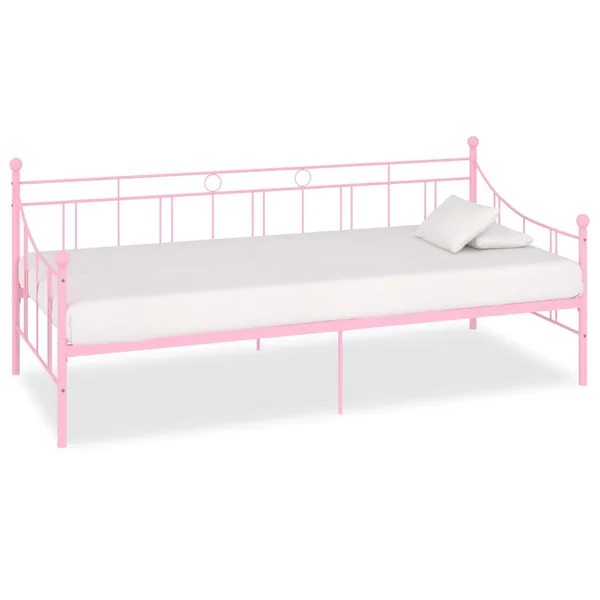 Cadre de lit de repos sans matelas rose métal 90x200 cm