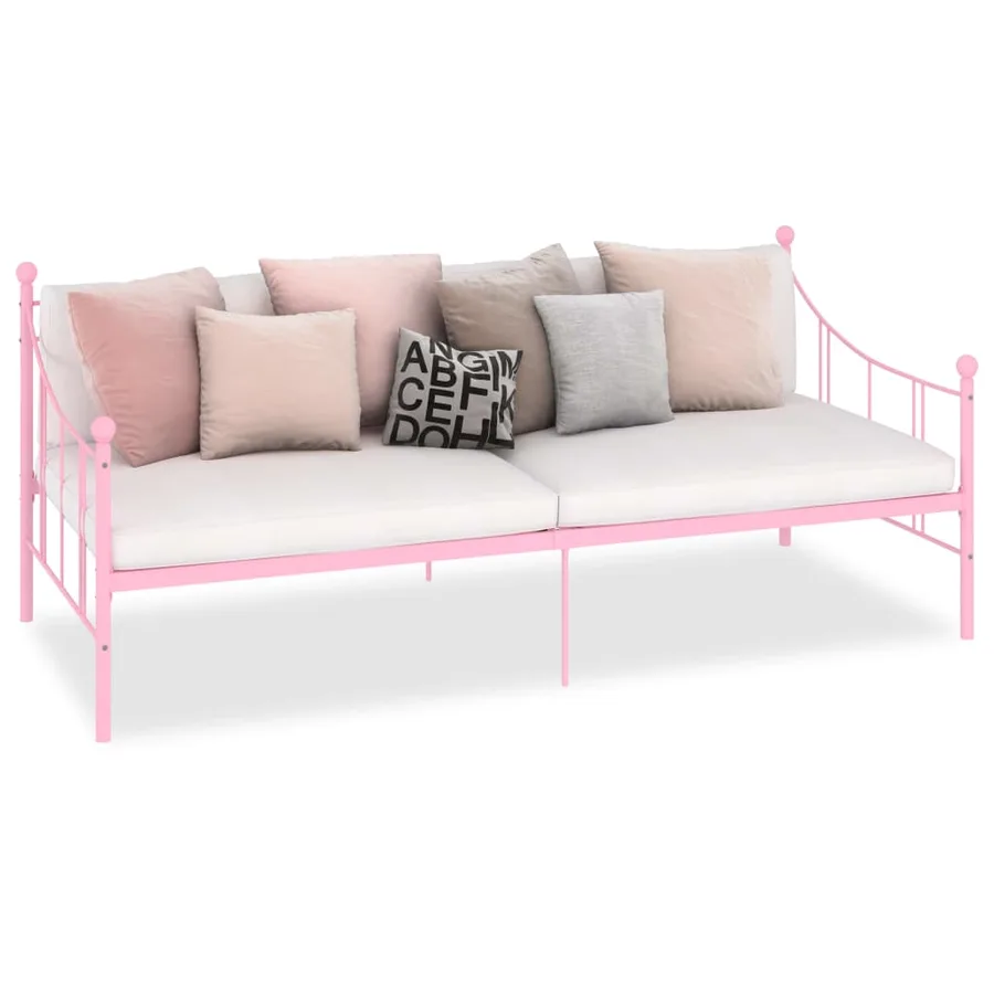 Cadre de lit de repos sans matelas rose métal 90x200 cm - 2