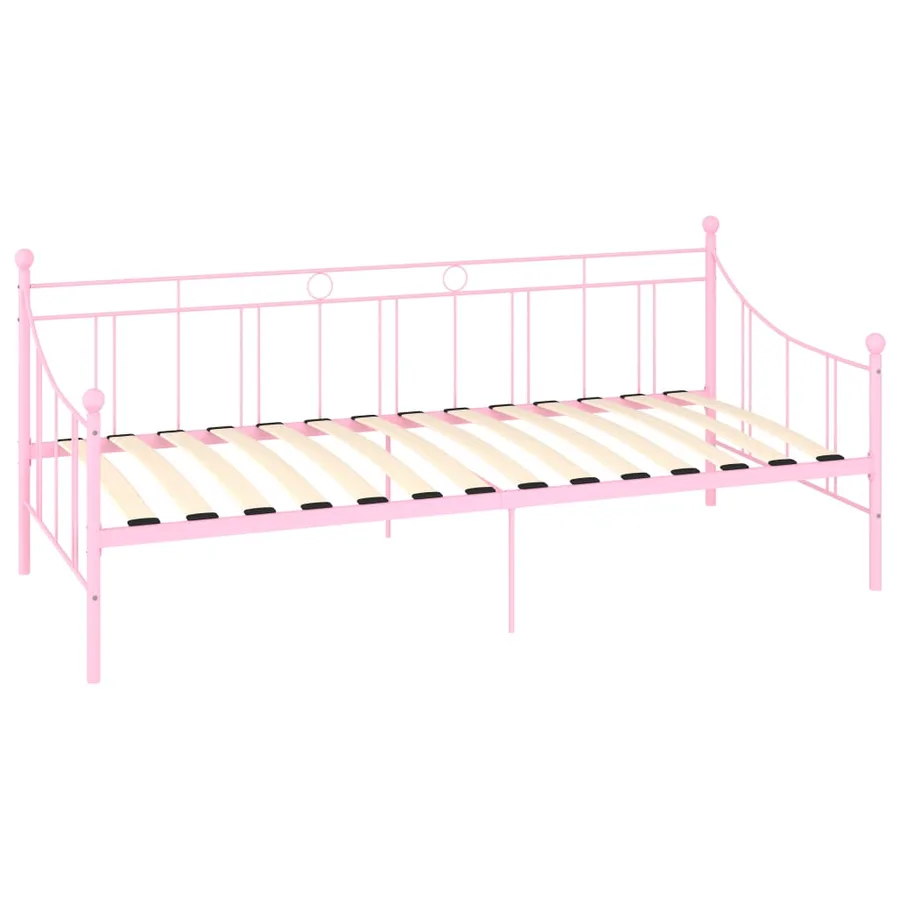 Cadre de lit de repos sans matelas rose métal 90x200 cm - 3
