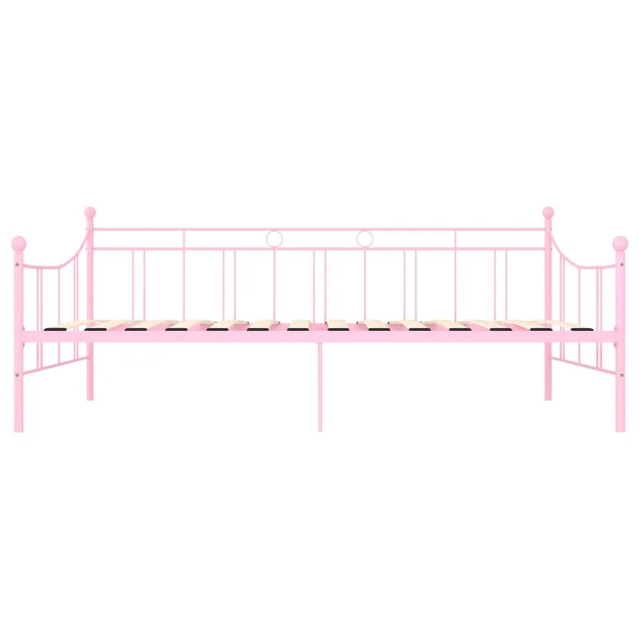Cadre de lit de repos sans matelas rose métal 90x200 cm - 4