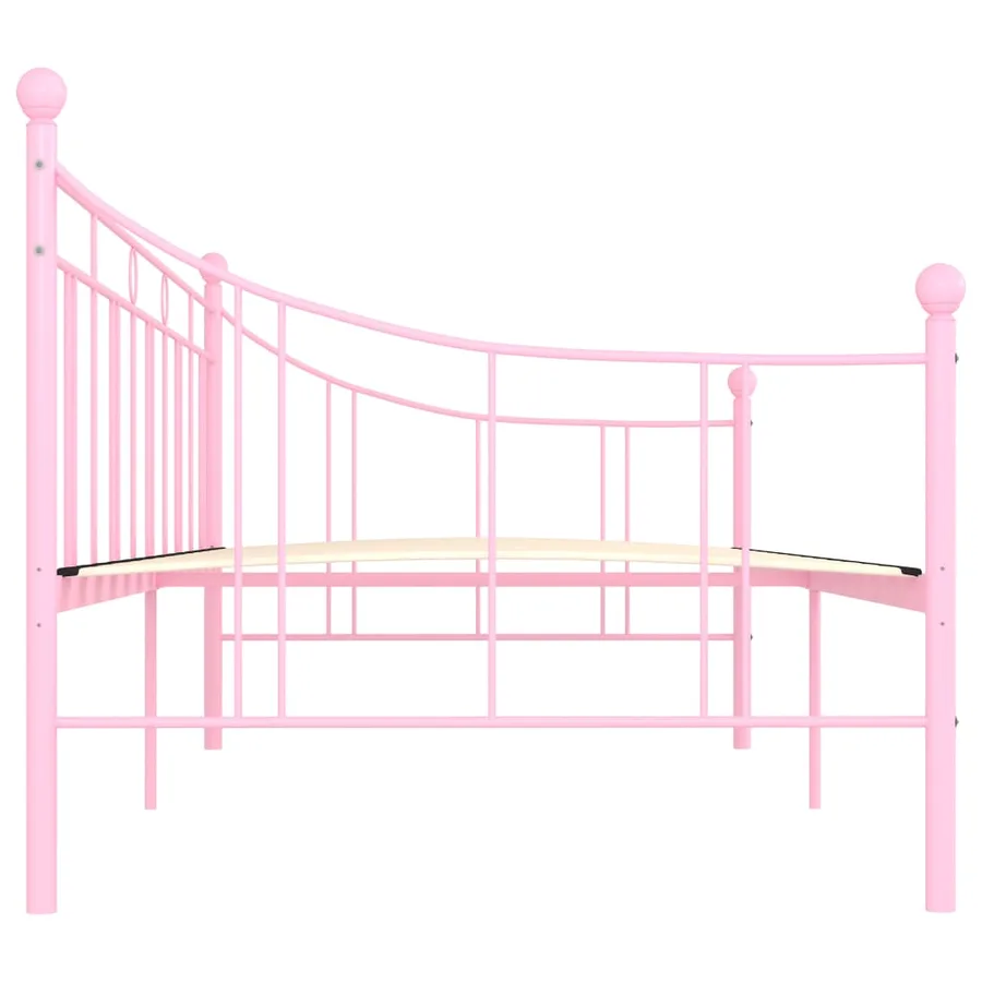 Cadre de lit de repos sans matelas rose métal 90x200 cm - 5