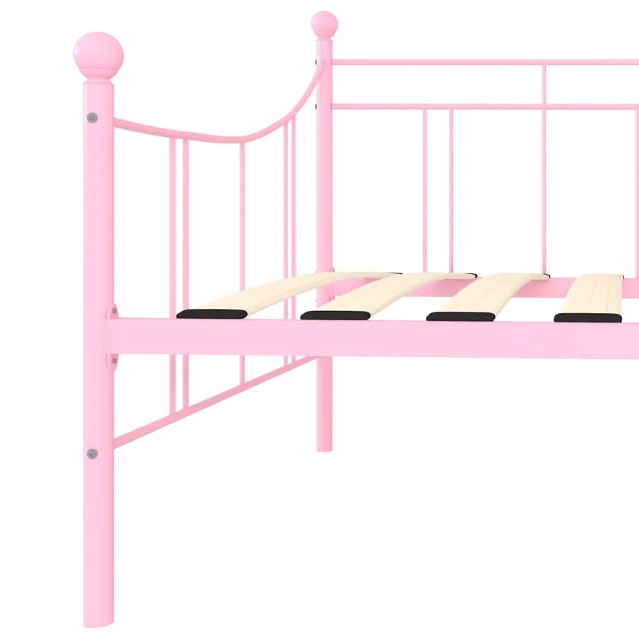 Cadre de lit de repos sans matelas rose métal 90x200 cm - 6
