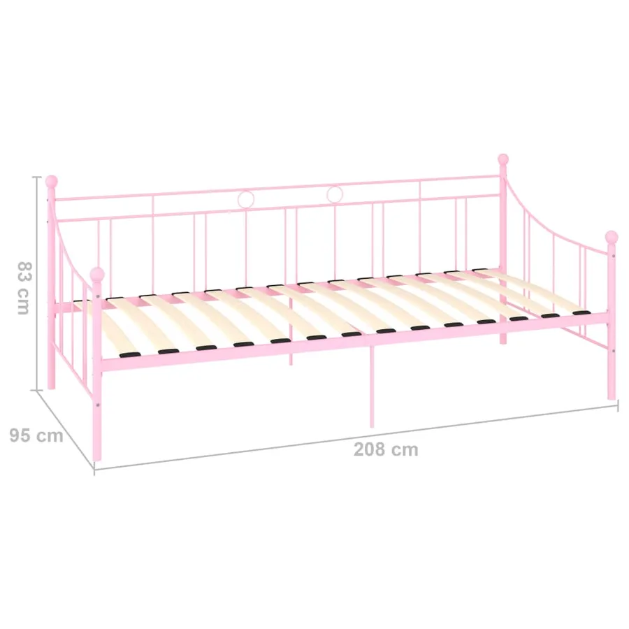 Cadre de lit de repos sans matelas rose métal 90x200 cm - 8