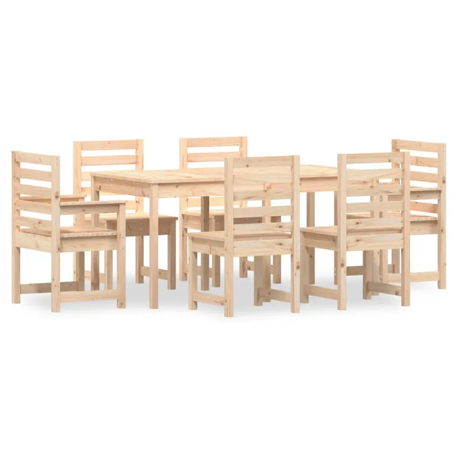 Ensemble à manger de jardin 7 pcs bois massif de pin - 2