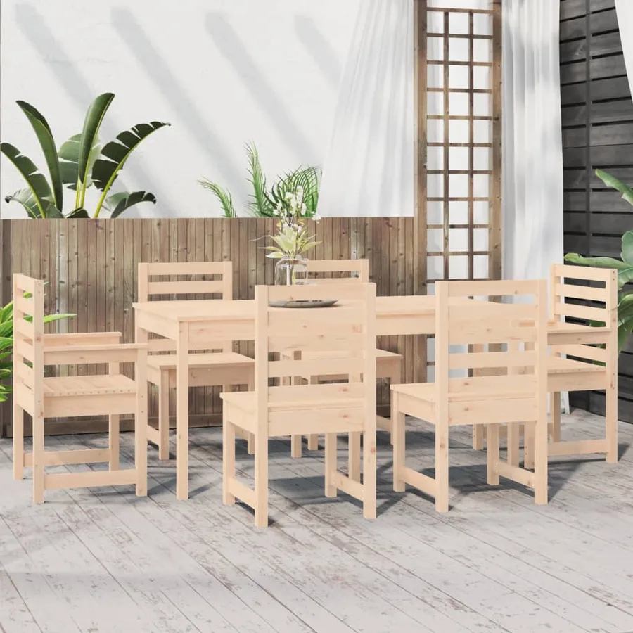 Ensemble à manger de jardin 7 pcs bois massif de pin - 3