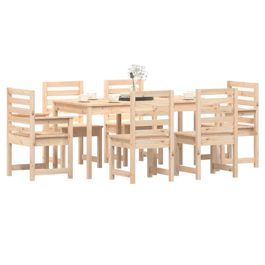 Ensemble à manger de jardin 7 pcs bois massif de pin - 4