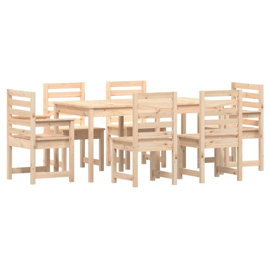 Ensemble à manger de jardin 7 pcs bois massif de pin - 5