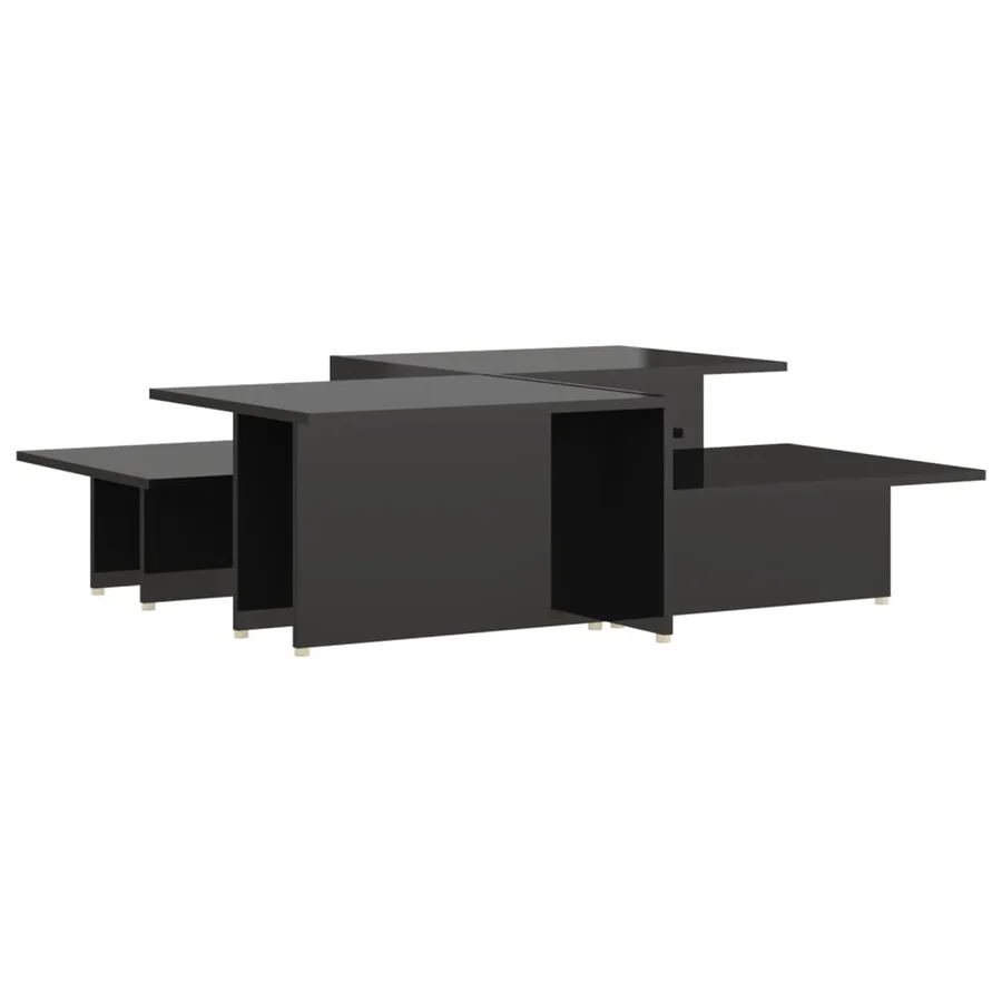Table basse 2 pcs Noir brillant 111,5x50x33cm Bois d'ingénierie - 2