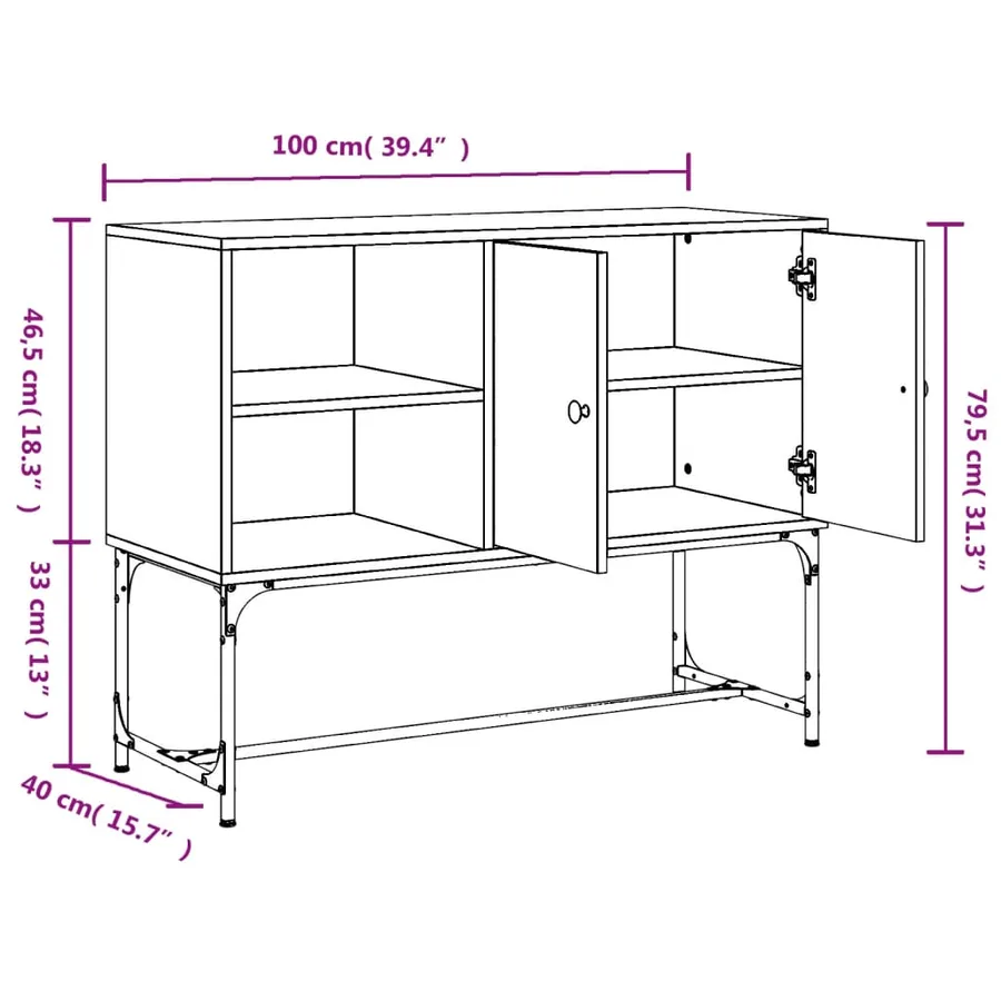 Buffet chêne fumé 100x40x79,5 cm bois d'ingénierie - 12