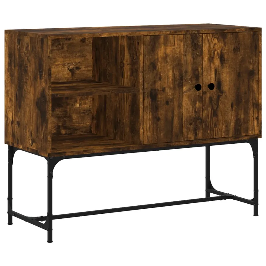 Buffet chêne fumé 100x40x79,5 cm bois d'ingénierie - 2