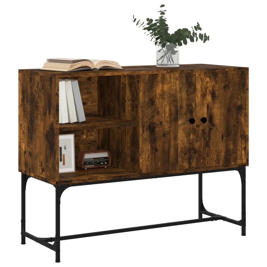 Buffet chêne fumé 100x40x79,5 cm bois d'ingénierie - 3