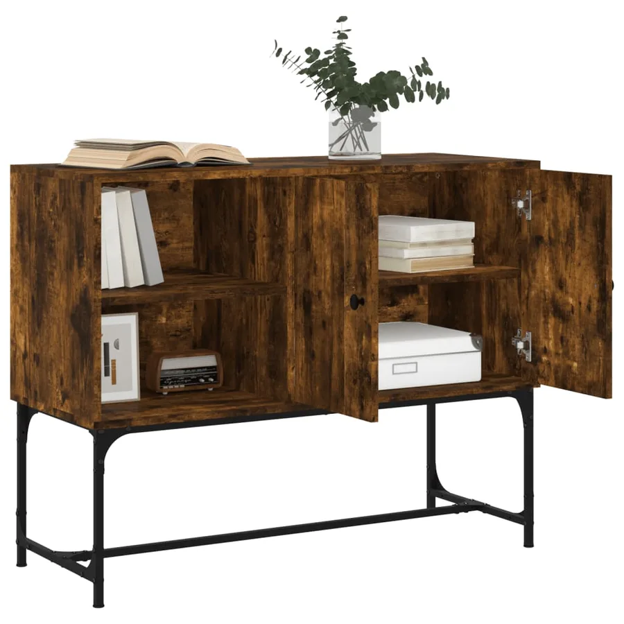 Buffet chêne fumé 100x40x79,5 cm bois d'ingénierie - 4