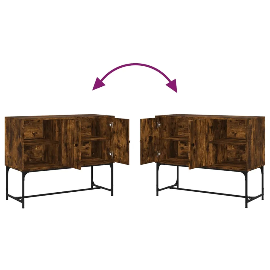Buffet chêne fumé 100x40x79,5 cm bois d'ingénierie - 9
