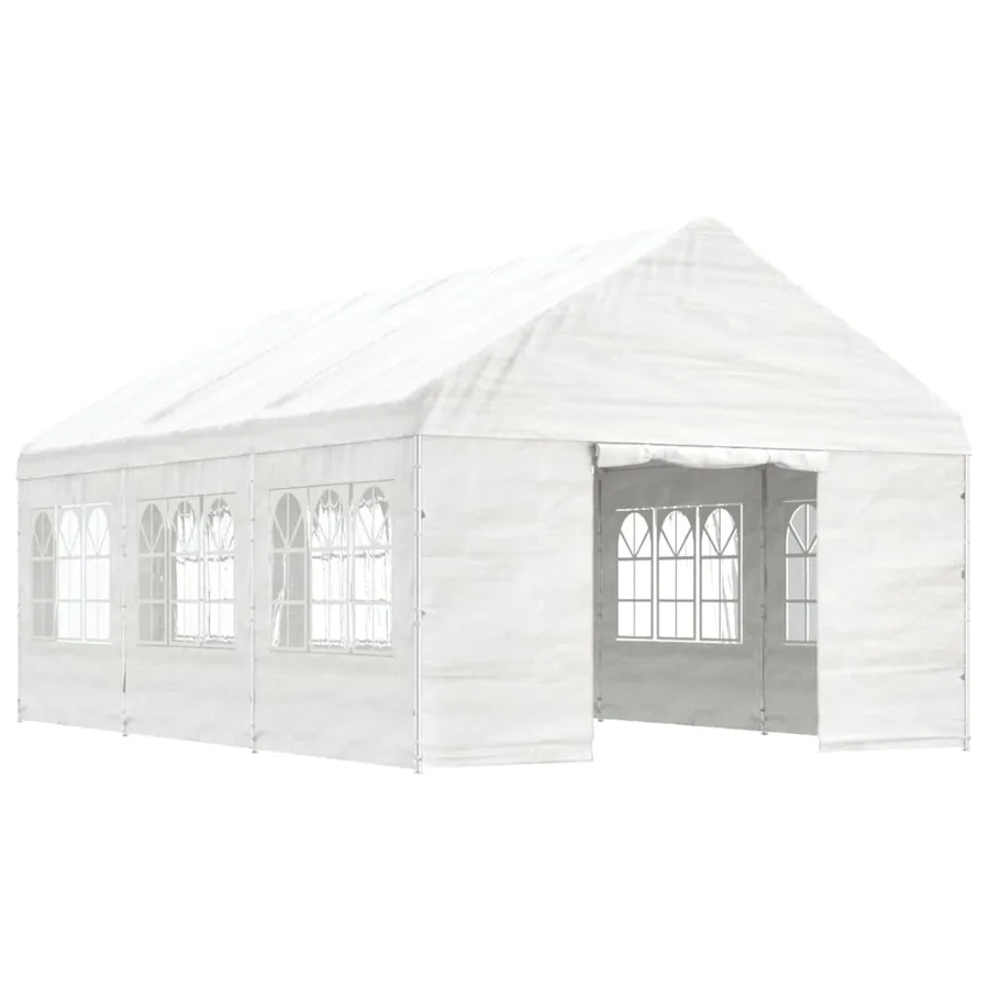 Belvédère avec toit blanc 6,69x4,08x3,22 m polyéthylène - 2