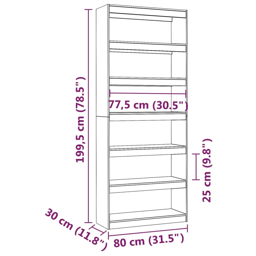 Bibliothèque/Séparateur de pièce 80x30x199,5 cm pin massif - 8