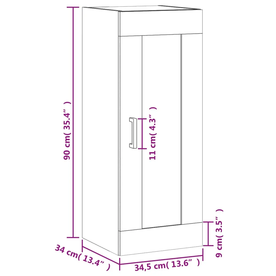 Armoire murale blanc 34,5x34x90 cm bois d'ingénierie - 14