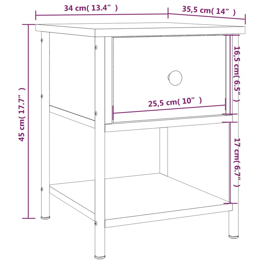 Table de chevet sonoma gris 34x35,5x45 cm bois d'ingénierie - 11