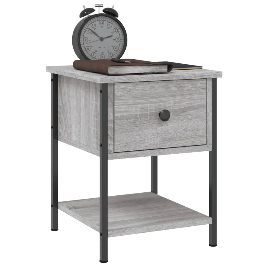 Table de chevet sonoma gris 34x35,5x45 cm bois d'ingénierie - 3