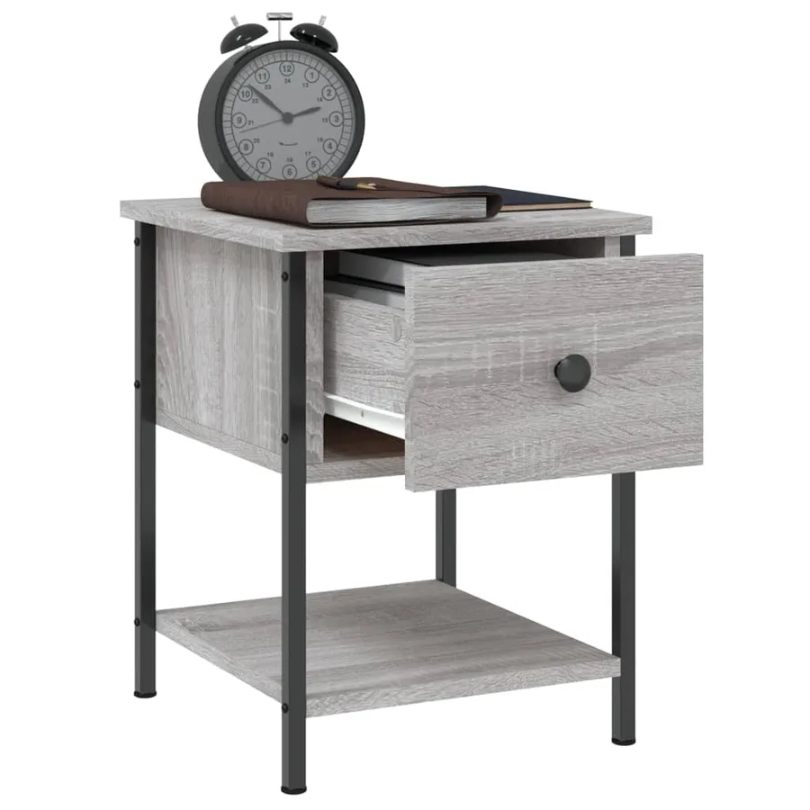 Table de chevet sonoma gris 34x35,5x45 cm bois d'ingénierie - 4