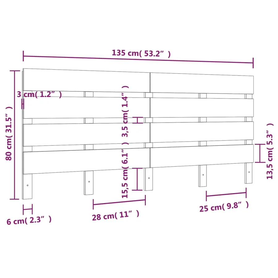 Tête de lit 135x3x80 cm Bois massif de pin - 6