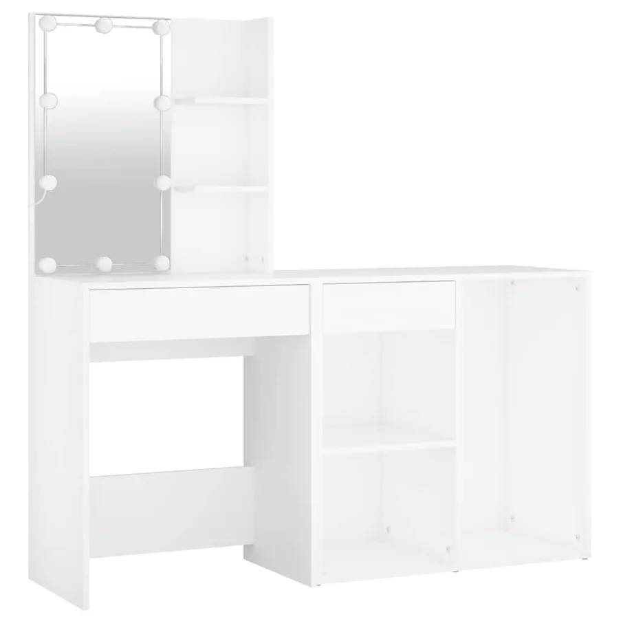 Coiffeuse à LED avec armoire Blanc Bois d'ingénierie - 7