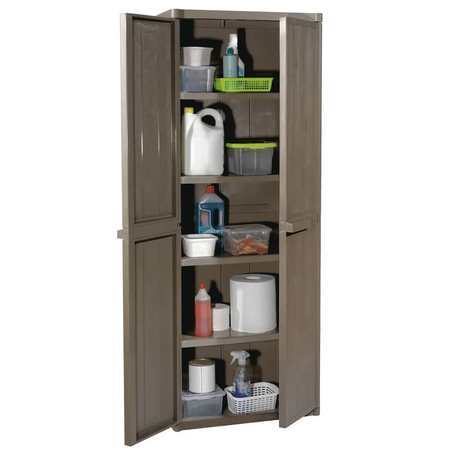Armoire de rangement jardin Marron 65x45x172 cm PP Aspect bois - 3